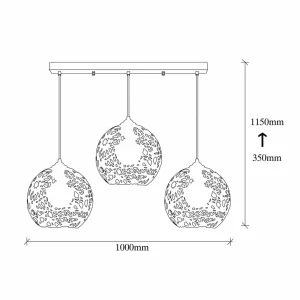 Hot Opviq Suspension Fellini MR-786 à 3 lampes linéaire noir
