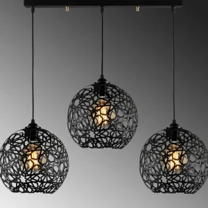 Hot Opviq Suspension Fellini MR-786 à 3 lampes linéaire noir