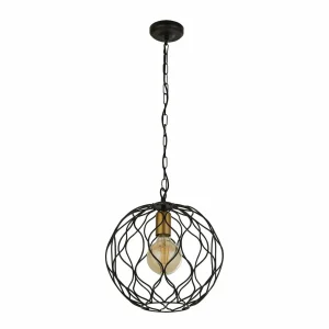 Flash Sale Searchlight Suspension Finesse, noir/or, métal, Ø31,5 cm, E27