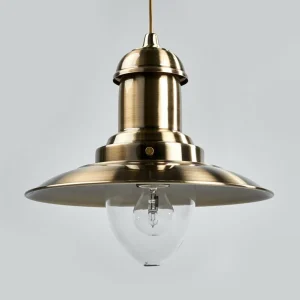 New Searchlight Suspension Fisherman Ø 32 cm en laiton ancien