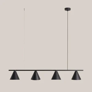 Best ALDEX Suspension Form 4, métal, cône, à 4 lampes, noir