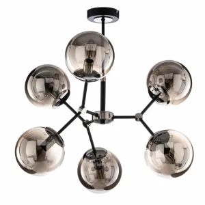 Outlet Alfa Suspension Foton à 6 lampes noire/argentée