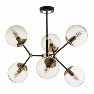 New Alfa Suspension Foton à 6 lampes noire/dorée