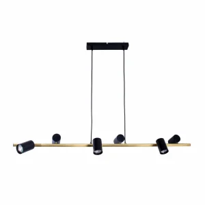 Fashion Näve Suspension Frida avec 6 spots, noire/laiton