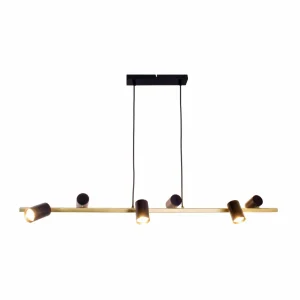 Fashion Näve Suspension Frida avec 6 spots, noire/laiton