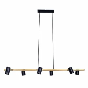 Fashion Näve Suspension Frida avec 6 spots, noire/laiton