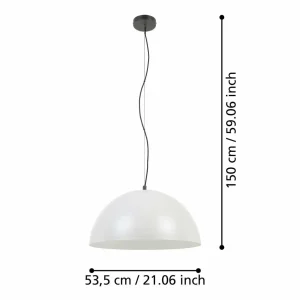 New EGLO Suspension Gaetano 1, Ø 53 cm, gris/blanc, acier