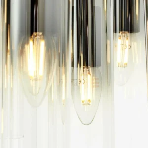 Best Brilliant Suspension Glasini, Ø 52 cm, gris fumé, 14 flammes, verre