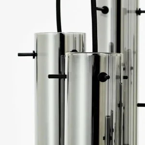 Best Brilliant Suspension Glasini, Ø 52 cm, gris fumé, 14 flammes, verre