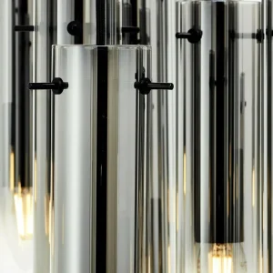 Best Brilliant Suspension Glasini, Ø 52 cm, gris fumé, 14 flammes, verre