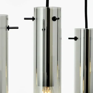 Best Sale Brilliant Suspension Glasini, longueur 80 cm, gris fumé, 8 lampes, verre