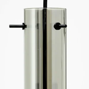 Best Brilliant Suspension Glasini, longueur 95 cm, gris fumé, 5 lampes, verre