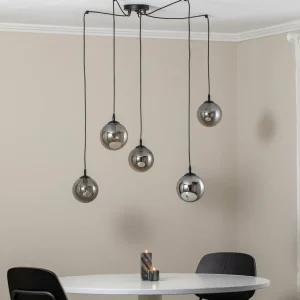 Best Sale EMIBIG LIGHTING Suspension Glassy, 5 lampes, décentralisée, noir, graphite