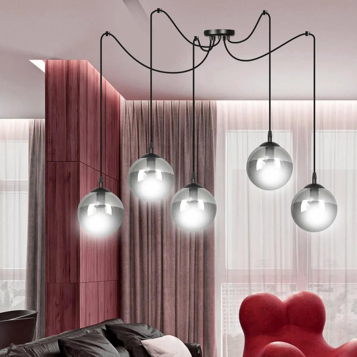 suspension_glassy__lampes_dcentralise_noir_graphite_3.webp Best Sale EMIBIG LIGHTING Suspension Glassy, 5 lampes, décentralisée, noir, graphite
