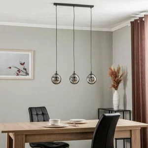 Best Sale EMIBIG LIGHTING Suspension Glassy, 3 lampes, droite, noir, graphite, verre