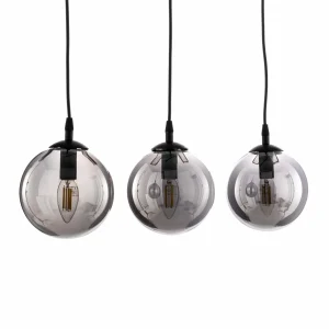 Best Sale EMIBIG LIGHTING Suspension Glassy, 3 lampes, droite, noir, graphite, verre