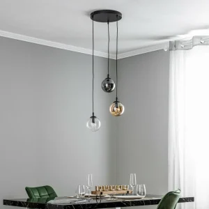 Best Sale EMIBIG LIGHTING Suspension Glassy, 3 lampes, ronde, graphite/ambre/clair, verre