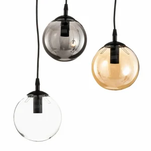 Best Sale EMIBIG LIGHTING Suspension Glassy, 3 lampes, ronde, graphite/ambre/clair, verre