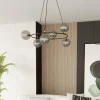 Outlet Euluna Suspension Glassy 6 lampes, ronde, verre graphite
