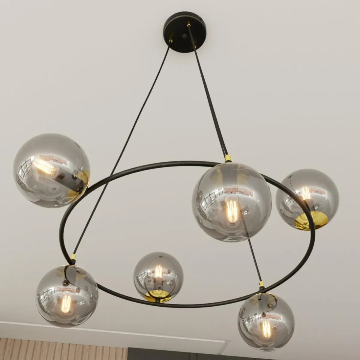 suspension_glassy__lampes_ronde_verre_graphite_3.webp Outlet Euluna Suspension Glassy 6 lampes, ronde, verre graphite