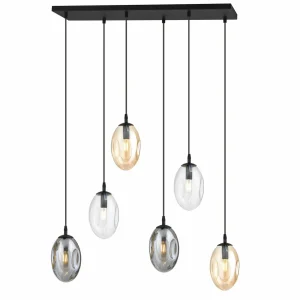 Fashion Euluna Suspension Glassy, 6 lampes, verres bombés, multicolore