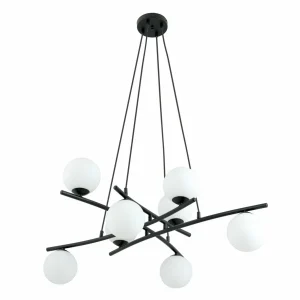Hot Euluna Suspension Glassy, croisée, à 8 lampes, verre opalin
