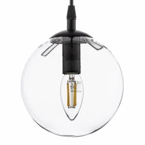 Flash Sale EMIBIG LIGHTING Suspension Glassy, noir, transparent, verre, Ø 14 cm, E14