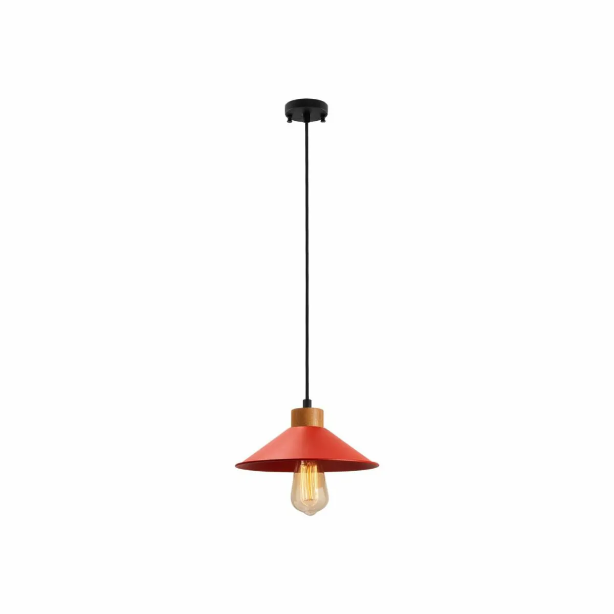 suspension_gmn___lampe_dtail_bois_rouge_1.webp Best Opviq Suspension GMN-00006 à 1 lampe détail bois rouge