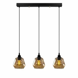 Online Opviq Suspension Gold 032, or-transparent, verre à 3 lampes long