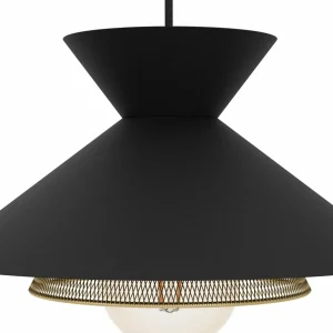Outlet EGLO Suspension Grizedale à 3 lampes, noire/laiton