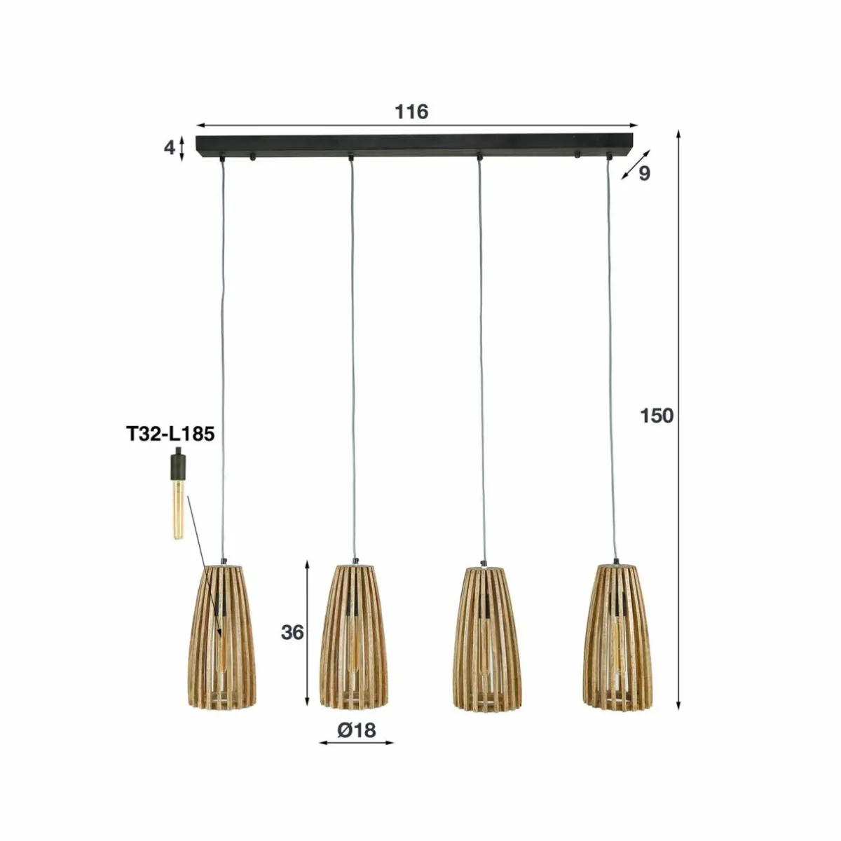 suspension_grobergen_en_manguier__quatre_lampes_2.webp Outlet Zijlstra Suspension Großbergen en manguier à quatre lampes