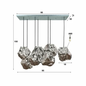 New Zijlstra Suspension Guldenthal, abat-jour en verre 7 lampes