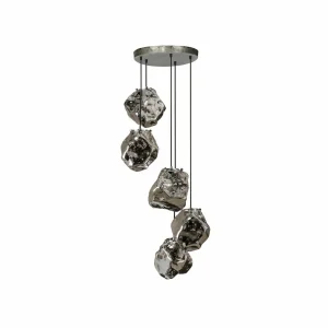 Store Zijlstra Suspension Guldenthal, verre, spirale, 5 lampes