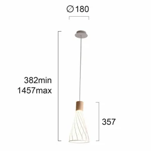 Sale Viokef Suspension Hank avec abat-jour grille, blanche