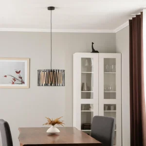 Fashion TK Lighting Suspension Harmony, noir, Jute Natur, Ø 40 cm