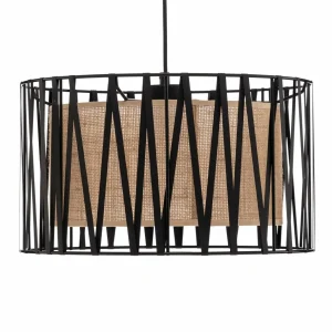 Fashion TK Lighting Suspension Harmony, noir, Jute Natur, Ø 40 cm