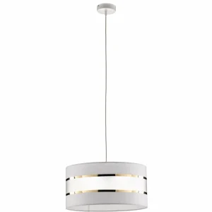 Clearance HELAM Suspension Helen abat-jour tissu blanc-doré Ø 40cm