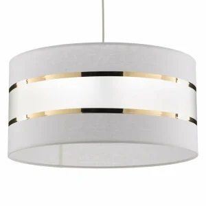 Clearance HELAM Suspension Helen abat-jour tissu blanc-doré Ø 40cm