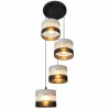 New HELAM Suspension Helen ronde gris, noir, doré 4 lampes