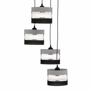 Cheap Euluna Suspension Helen ronde gris-noir-argenté 4 lampes
