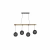 Shop Globo Suspension Hermi II poutre bois, à 4 lampes, noir
