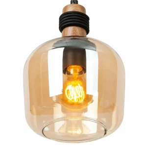 Cheap Lucide Suspension Ilona, verre, noir/ambre, 3 lampes