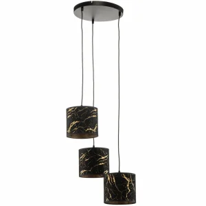 Discount EMIBIG LIGHTING Suspension Jari x3 ronde, noir-marbré
