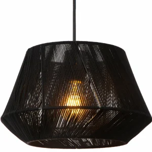 Discount Lucide Suspension Jessica, 3 lampes, noir, Ø 30 cm, coton