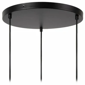 Discount Lucide Suspension Jessica, 3 lampes, noir, Ø 30 cm, coton