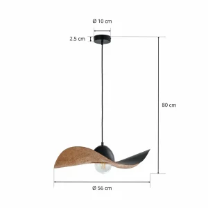 Discount SIGMA Suspension Jil, abat-jour arqué, noire/cuivrée