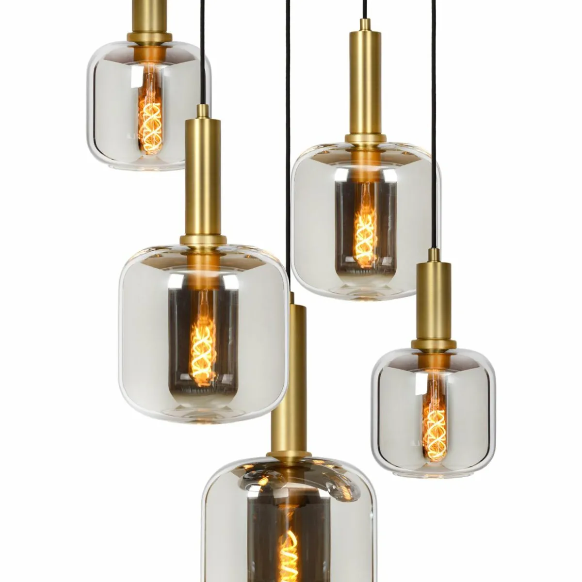 suspension_joanet_avec_verre_fum___lampes_3.webp New Lucide Suspension Joanet avec verre fumé, à 5 lampes