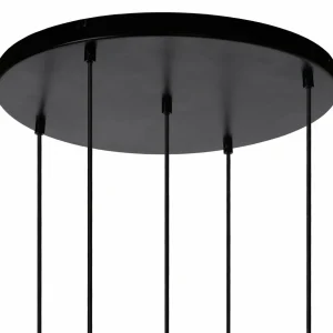 New Lucide Suspension Joanet avec verre fumé, à 5 lampes