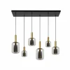 Discount Lucide Suspension Joanet, gris fumé/noir, verre, 132 cm de long