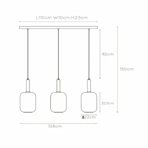 New Lucide Suspension Joanet, verre fumé, à 3 lampes